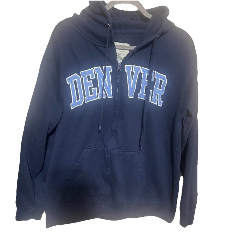 New York Popular Men’s L Denver Full‎ Zip Sweatshirt Navy Blue